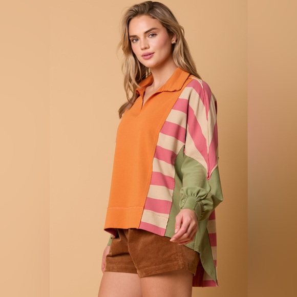 F23 new fantastic fawn sweatshirt color block, small medium, large, oversized - Picture 2 of 3